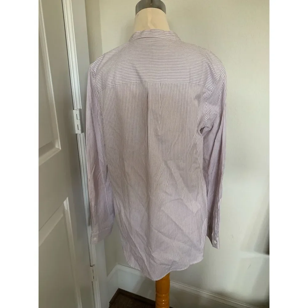 Derek Lam 10 Crosby Striped LS Ruffle B-F Shirt L - Picture 7 of 8